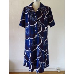 Mørkeblå 70'er kjole-XL