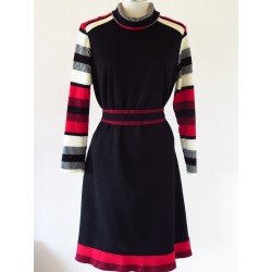 70'er kjole i sort/hvid/rød-M